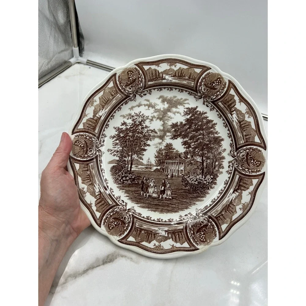 J&G Meakin Americana Style House Ironstone Brown Transferware Dinner Plates 2